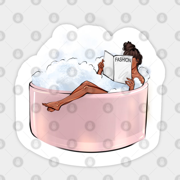 Addicted girl in pink bathtub Sticker by ArctiumStudio